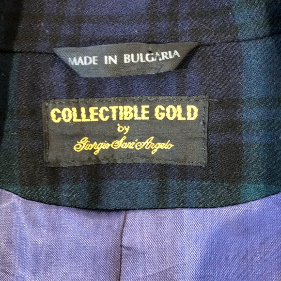 Vintage Collectible Gold Plaid Merino Wool Blazer - Picture 8 of 8